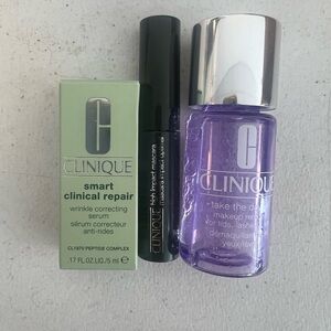 Clinique Skincare Set wrinkle repair,  mascara and makeup remover Trial Size
